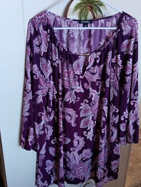 Roz & Ali Burgundy Paisley Scoop-Neck Tunic 2x